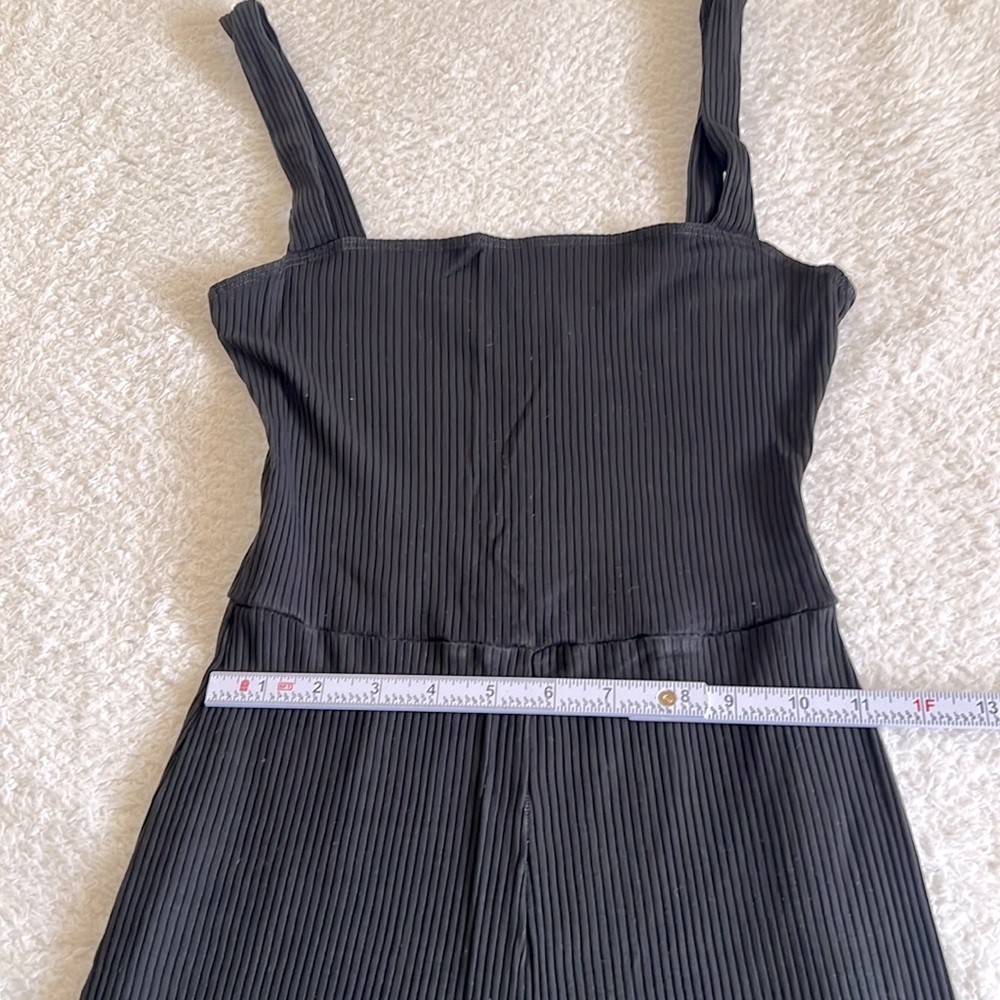 Reformation Ribbed Knit Wide Leg Jumpsuit Black XS Square Neck - Picture 4 of 13